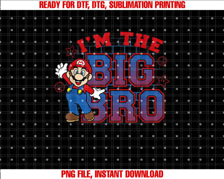 Super Mario Im The Big Bro Portrait Text T-shirt