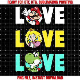 Super Mario Love Colorful Text Word Stack Group Shot T-shirt