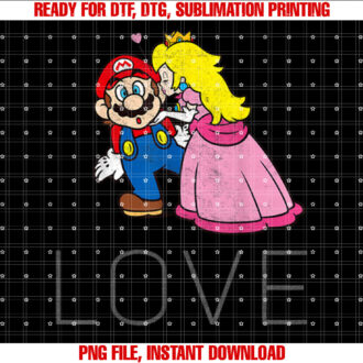 Super Mario Princess Peach Kiss Love Graphic T-shirt