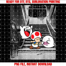 Super Mario Toad and Boo Haunted Mansion Portrait T-shirt