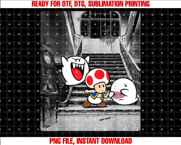 Super Mario Toad And Boo Haunted Mansion Portrait T-shirt