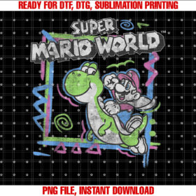 Super Mario World 90s Neon Abstract Nintendo Yoshi Ride T-shirt