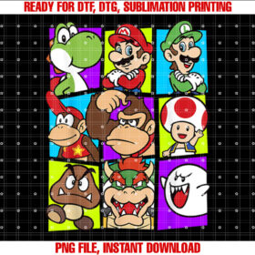 Super Mario Yoshi Luigi Bowser Gang Boxup Graphic T-shirt