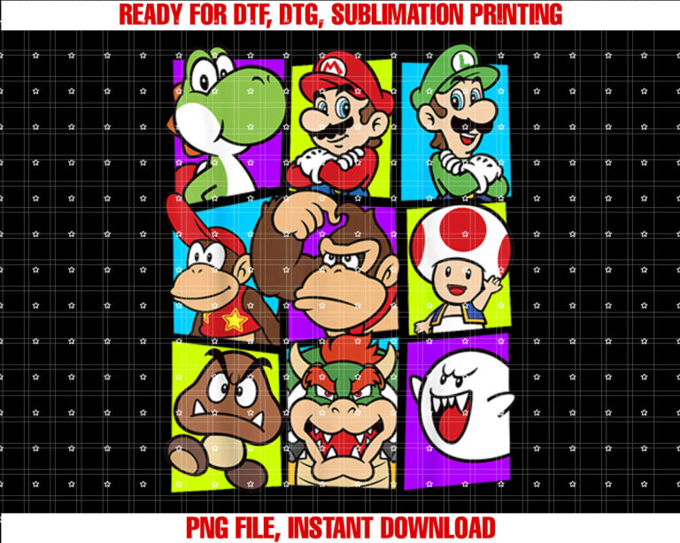 Super Mario Yoshi Luigi Bowser Gang BoxUp Graphic T-shirt