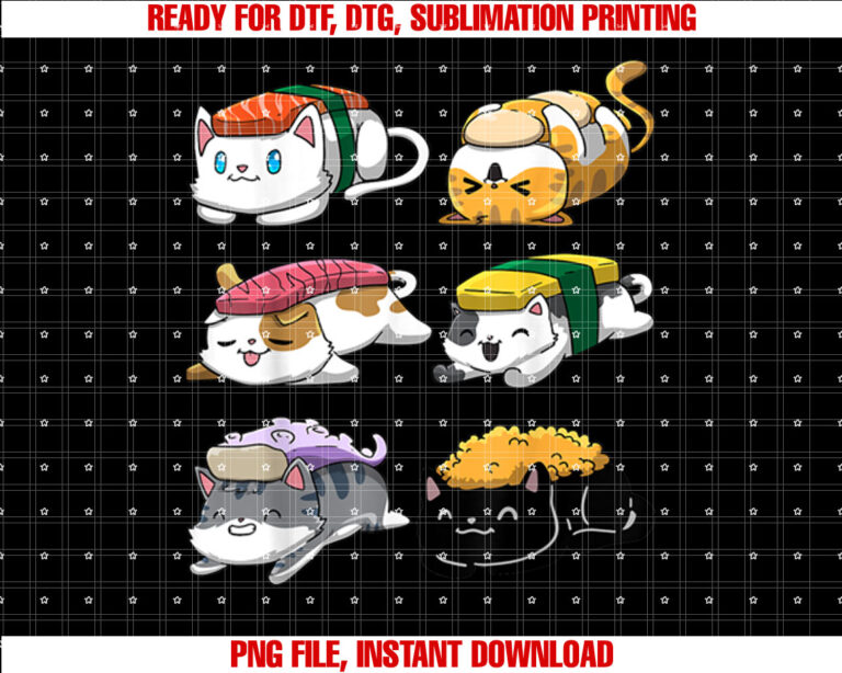 Sushi Cats Sushi Lover Cat Lover Kawaii Anime Neko T-shirt