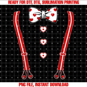 Suspender Valentines Day Cute Heart Vday Costume Boys Kids T-shirt