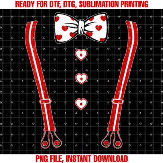Suspender Valentines Day Cute Heart VDay Costume Boys Kids T-shirt