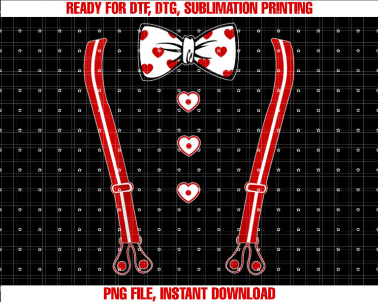 Suspender Valentines Day Cute Heart VDay Costume Boys Kids T-shirt