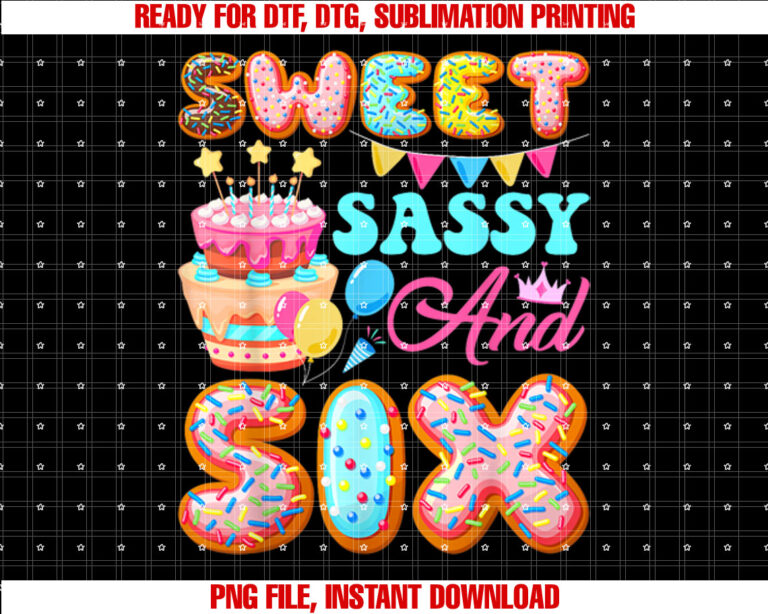Sweet Sassy Six 6 Years Old Donut Lover 6th Birthday Kids T-shirt