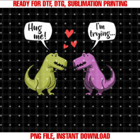 Trex Dinosaur Couple Hug Me Valentines Day Funny Girls Boys T-shirt