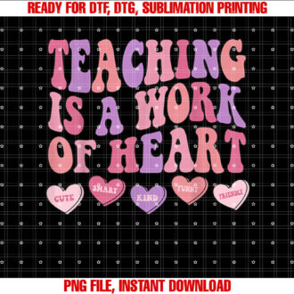 Teaching Is A Work Of Heart Groovy Teacher Valentines Day T-shirt