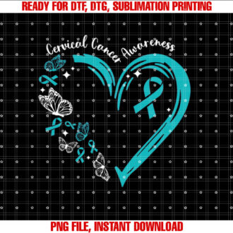 Teal Ribbon Butterfly Heart Cervical Cancer Awareness T-shirt