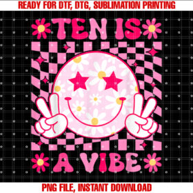 Ten is a Vibe Birthday Groovy 10 Year Old Girl 10th Birthday T-shirt