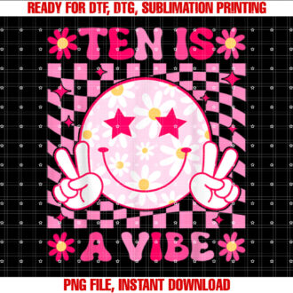 Ten Is A Vibe Birthday Groovy 10 Year Old Girl 10th Birthday T-shirt