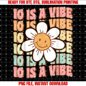 Ten is a Vibe Cute Groovy 10th Birthday Party Daisy Flower T-shirt