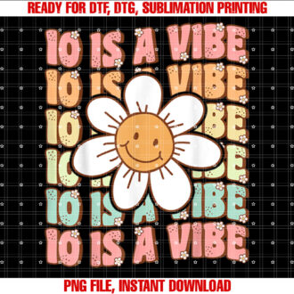 Ten Is A Vibe Cute Groovy 10th Birthday Party Daisy Flower T-shirt