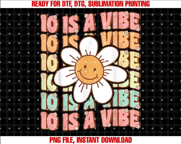 Ten Is A Vibe Cute Groovy 10th Birthday Party Daisy Flower T-shirt