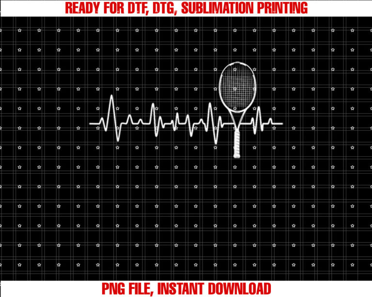 Tennis Racket Pulse Heartbeat Ekg Tournament Sports Lover T-shirt