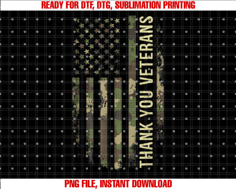 Thank You Veterans Camouflage American Flag T-shirt