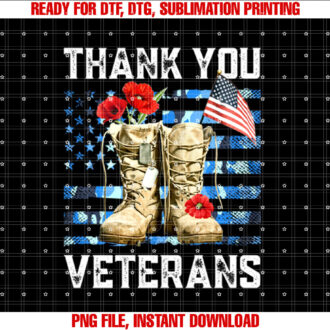 Thank you veterans combat boots poppy flower for veteran day T-shirt