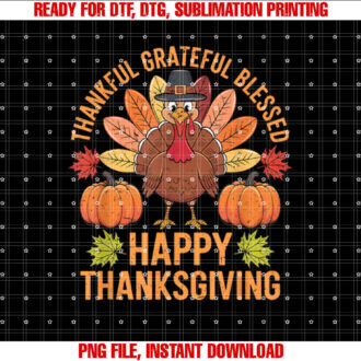 Thankful Grateful Blessed Turkey Women Happy Thanksgiving T-shirt