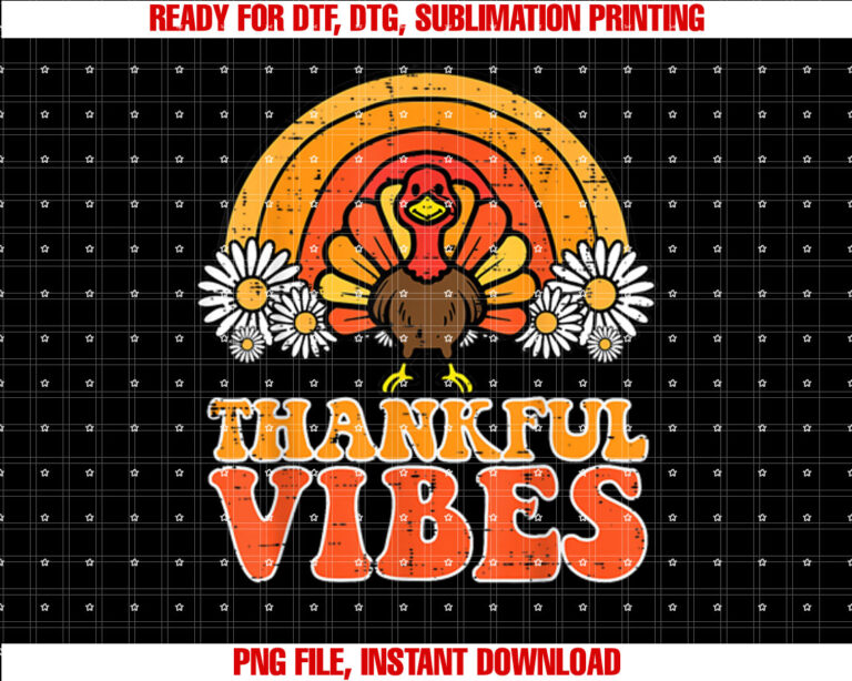 Thankful Vibes Turkey Rainbow Funny Retro Thanksgiving Women T-shirt
