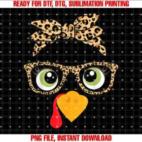 Thanksgiving Turkey Face Leopard Print Glasses Women Girls T-shirt