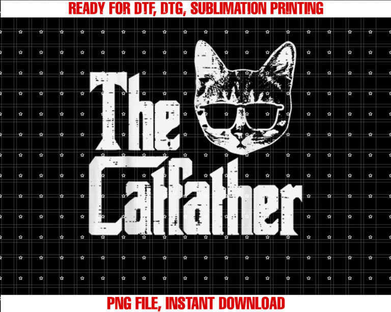 The Catfather Funny Cat Dad Fathers Day Movie Pun Papa Men T-shirt