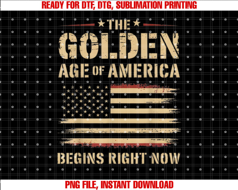 The Golden Age Of America Begins Right USA Flag Distressed T-shirt