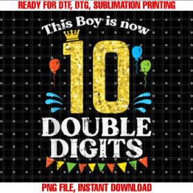 This Boy is Now 10 Double Digits Crown 10th Birthday Fiesta T-shirt