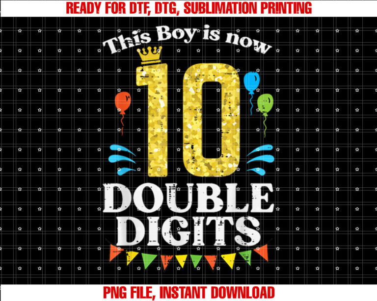 This Boy Is Now 10 Double Digits Crown 10th Birthday Fiesta T-shirt