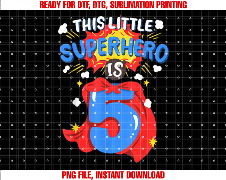 This Little Superhero Is 5 Kids Boys 5th Birthday Party T-shirt