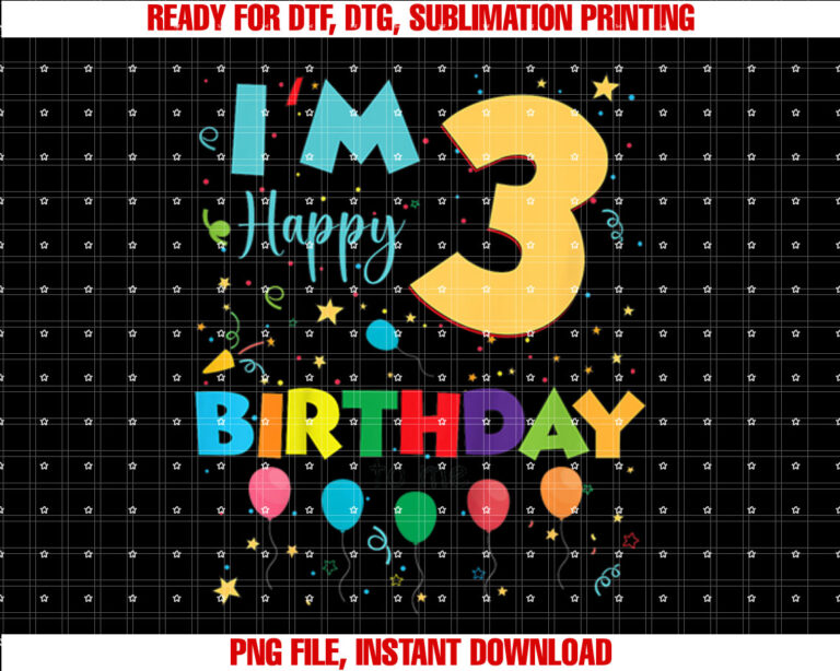 Three 3yr 3th Birthday Happy Birthday Boys Girls 3 Years Old T-shirt