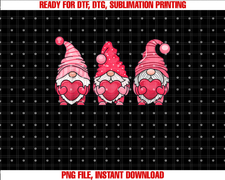 Three Gnomes Holding Heart Valentines Day For Women Girls T-shirt