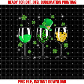 Three Wine Glass St Patricks Day Shamrock Gift Womens Mens T-shirt