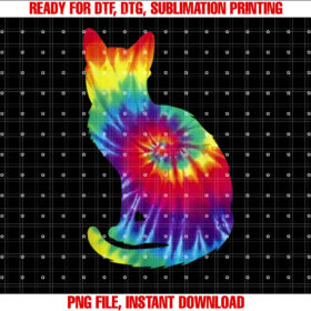 Tie Dye Cat Colorful Tye Dye Kitten T-shirt