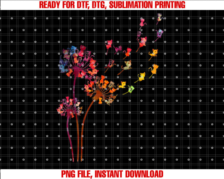 Tie Dye Dandelion Cats Flower Colorful Pet Cat T-shirt