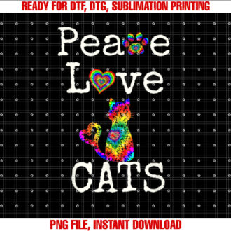 Tie Dye Style Cat Peace Love Cats Tie Dyed Style Kitty T-shirt