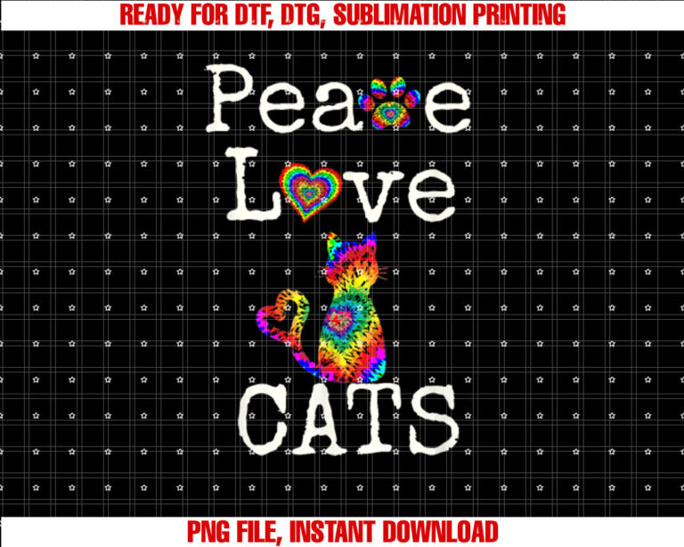 Tie Dye Style Cat Peace Love Cats Tie Dyed Style Kitty T-shirt