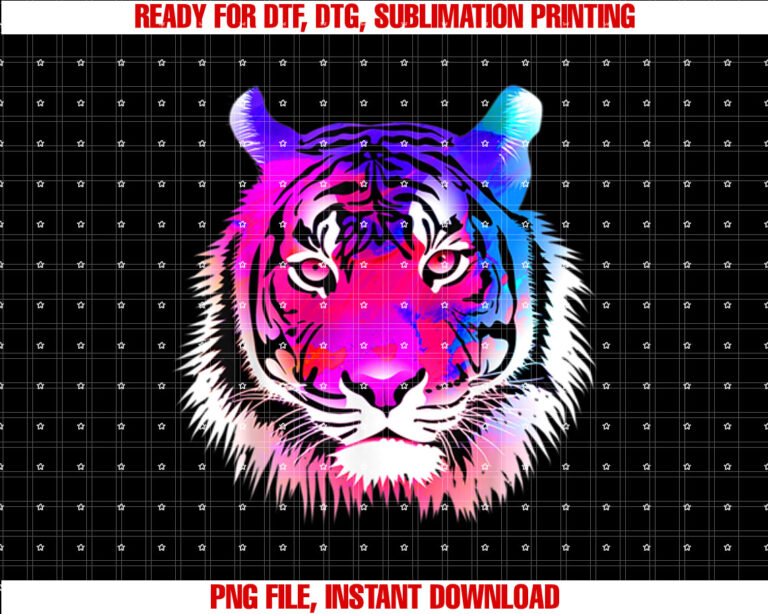 Tiger Bright Colorful Tie Dye Big Cat Lovers Zoo Wild Animal T-shirt