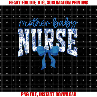 Toile Nurse Bow Blue Coquette Mother Baby Nurse Crew Floral T-shirt
