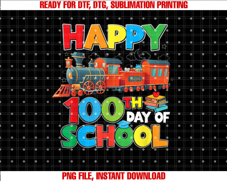 Train Railroad Happy 100th Day Of School Kids Boys Girls T-shirt