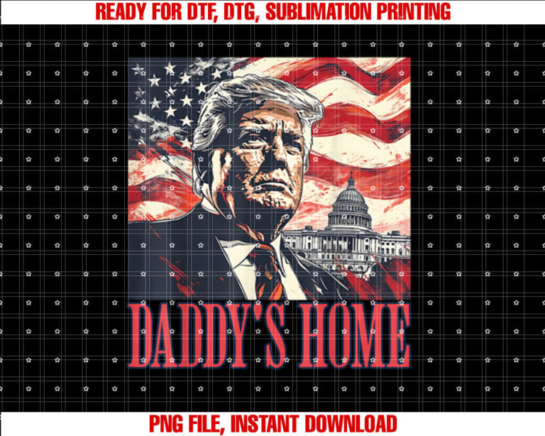 Trump Daddys Home White House USA American Flag Vintage T-shirt