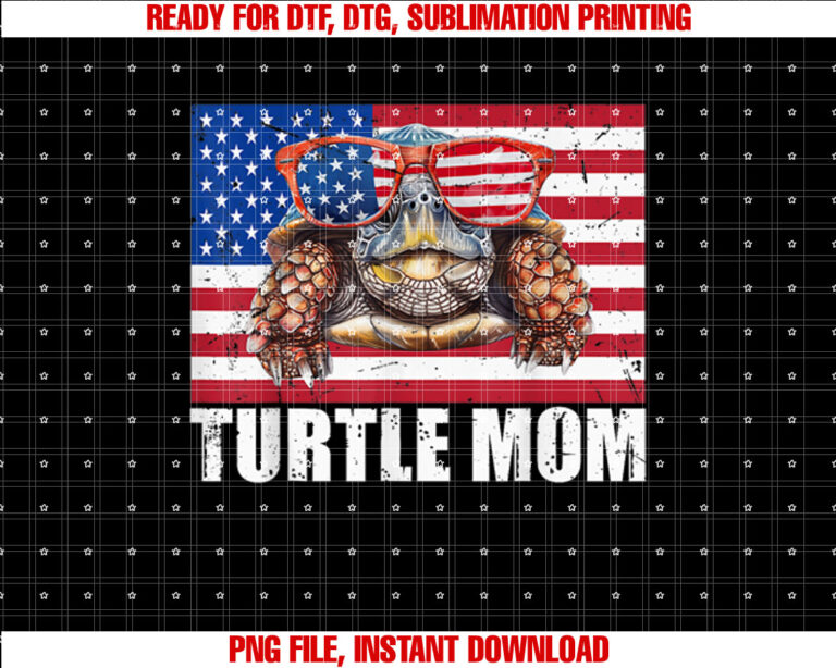 Turtle Mom USA Flag Funny Mothers Day Gift 4th of July T-shirt