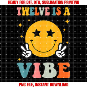 Twelve is a Vibe 12th Birthday Groovy Boys Girls 12 Year Old T-shirt
