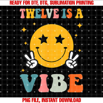 Twelve Is A Vibe 12th Birthday Groovy Boys Girls 12 Year Old T-shirt