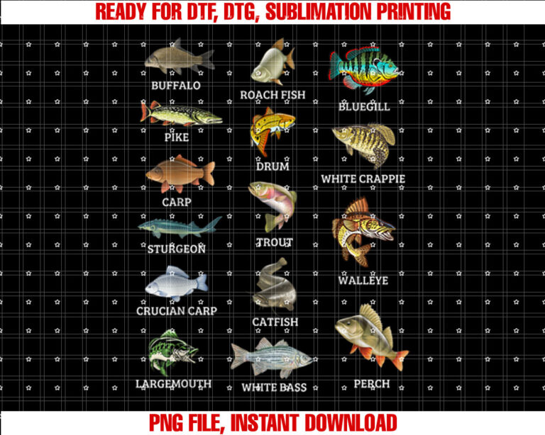 Types Of Freshwater Fish Species Fishing Fisherman Anglers T-shirt