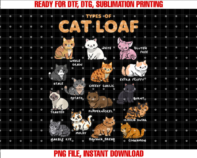 Types of Cat Loaf Cute Kitten Kawaii Cats Cat Lover T-shirt