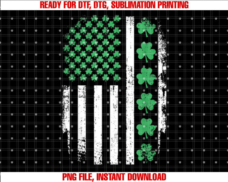 US American flag with shamrocks for St Patricks day T-shirt