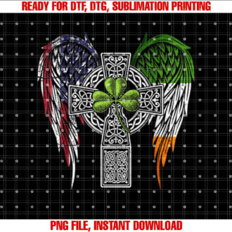 USA Flag Celtic Cross Irish American St Patricks Day T-shirt